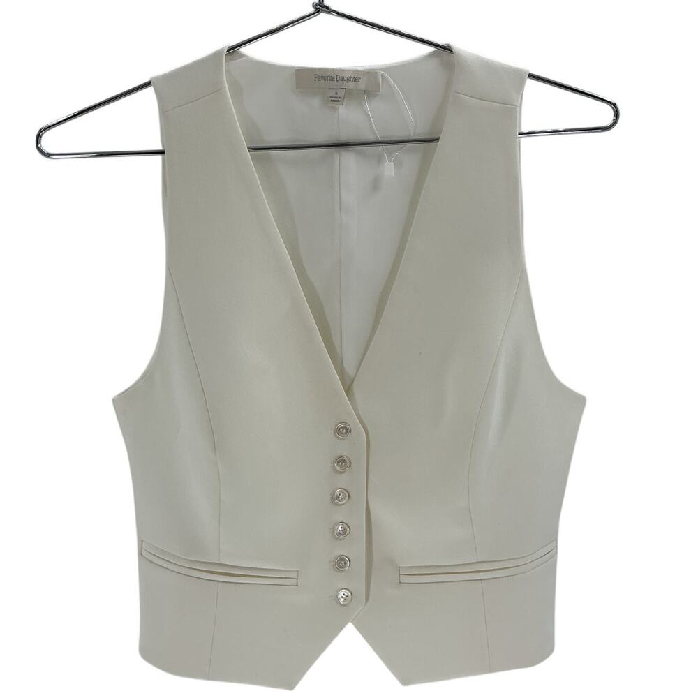 Favorite Daughter Tailored Cream Button Front Vest Size S - Picture 2 of 4